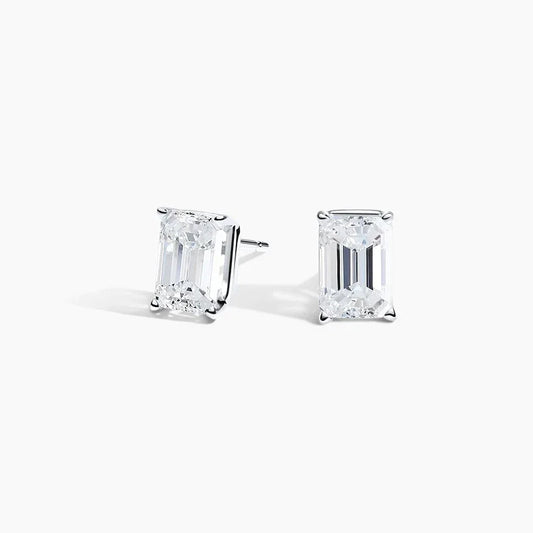 Emerald lab diamond stud earrings in 14K white gold, Delux Jewelry fine lab grown diamonds