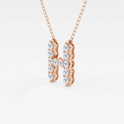 Rose gold necklace with letter H pendant set in lab grown diamonds, Delux Jewelry