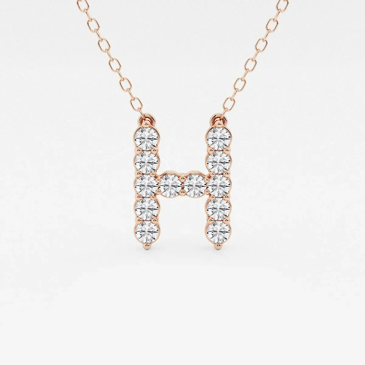 Rose gold necklace with lab grown diamond H pendant, Delux Jewelry fine jewelry collection