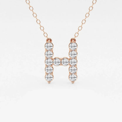Rose gold necklace with lab grown diamond H pendant, Delux Jewelry fine jewelry collection