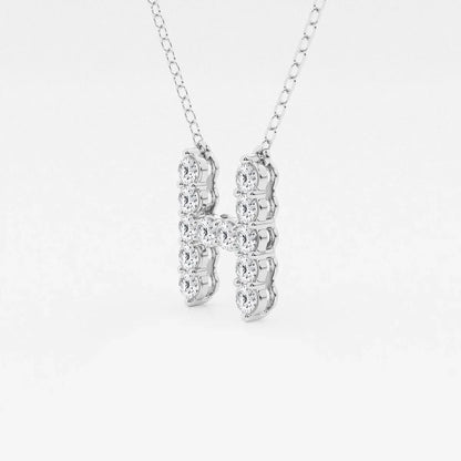 White gold letter H pendant necklace with lab grown diamonds by Delux Jewelry