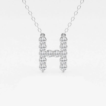 White gold pendant necklace with lab grown diamond letter H, Delux Jewelry