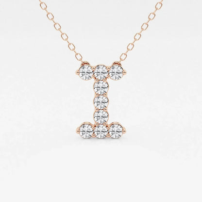 Rose gold pendant necklace with letter I, lab grown diamonds, Delux Jewelry