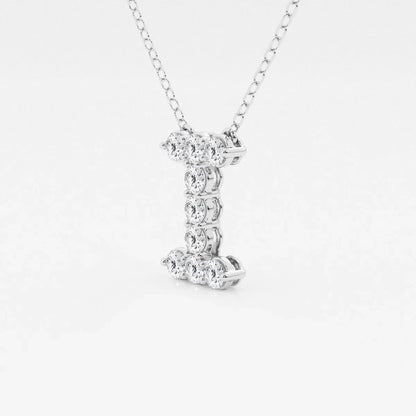 White gold pendant necklace with lab grown diamonds in letter I design, Delux Jewelry