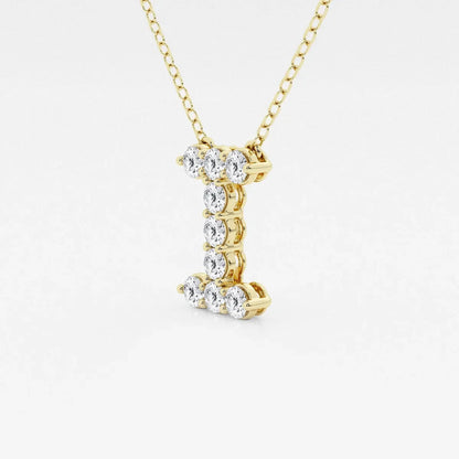 Gold necklace with letter I pendant set with lab grown diamonds from Delux Jewelry