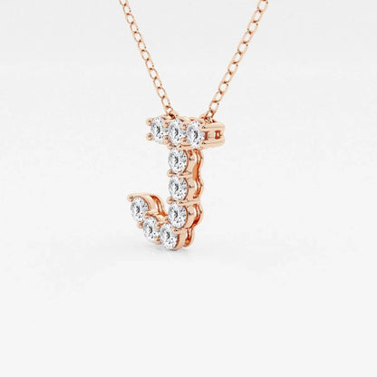Rose gold necklace with diamond letter J pendant, lab grown diamonds by Delux Jewelry