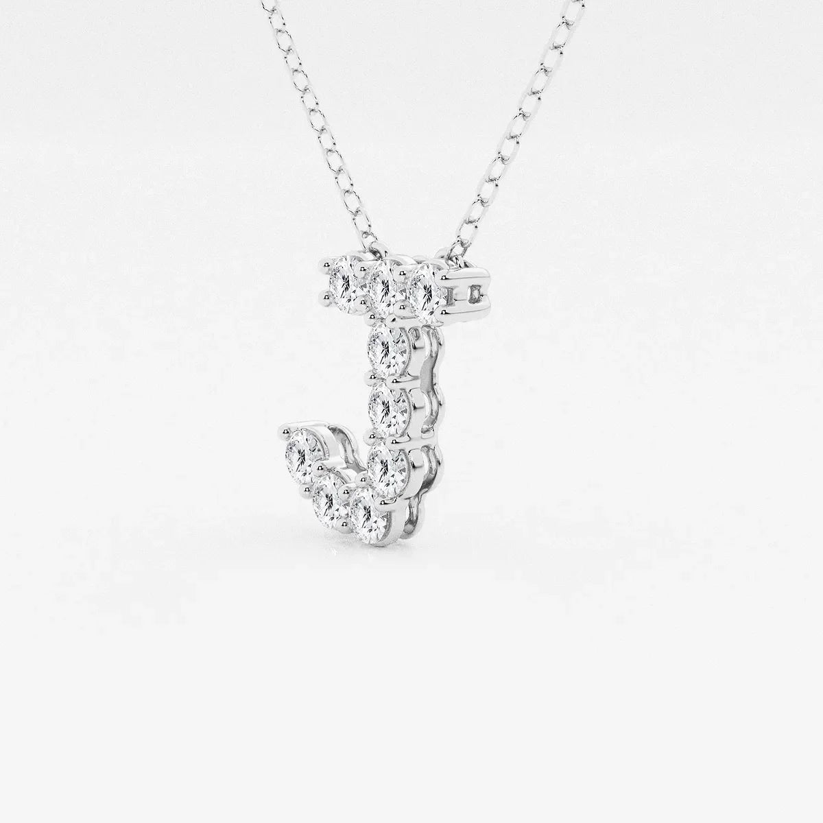 White gold necklace with diamond letter J pendant, lab grown diamonds, Delux Jewelry