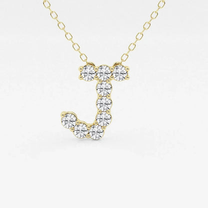 Gold chain necklace with lab grown diamond letter J pendant, Delux Jewelry