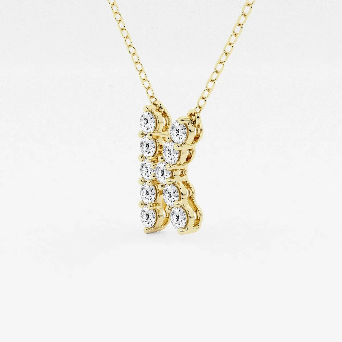Yellow gold pendant with multiple round lab grown diamonds on chain, Delux Jewelry