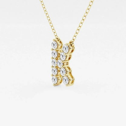 Yellow gold pendant with multiple round lab grown diamonds on chain, Delux Jewelry