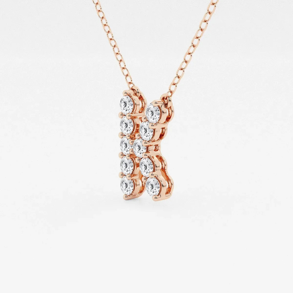 Rose gold pendant necklace with lab grown diamonds on fine chain, Delux Jewelry