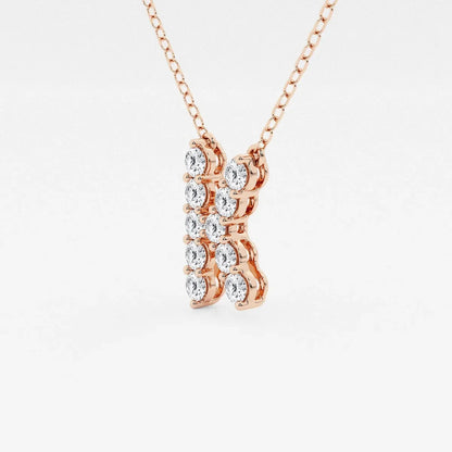 Rose gold pendant necklace with lab grown diamonds on fine chain, Delux Jewelry