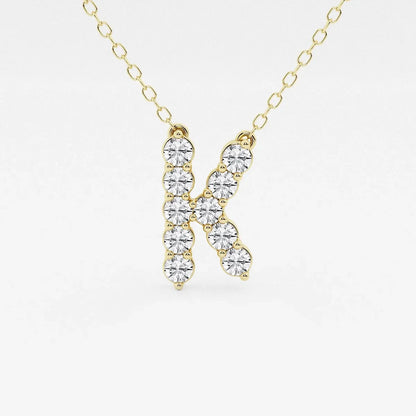Yellow gold necklace with lab grown diamond letter K pendant, Delux Jewelry fine jewelry