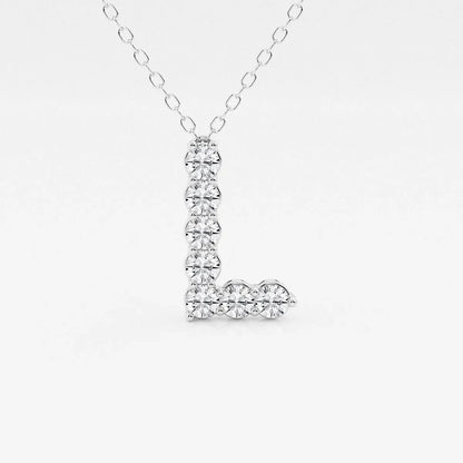 White gold necklace with lab grown diamond L initial pendant, Delux Jewelry