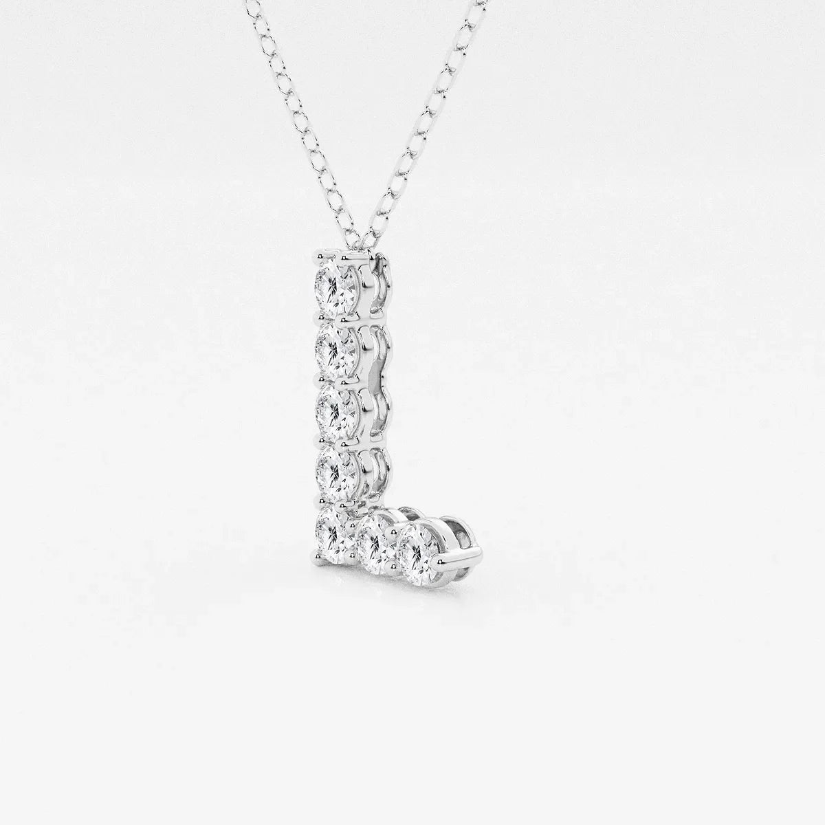 White gold L initial pendant necklace with lab grown diamonds from Delux Jewelry