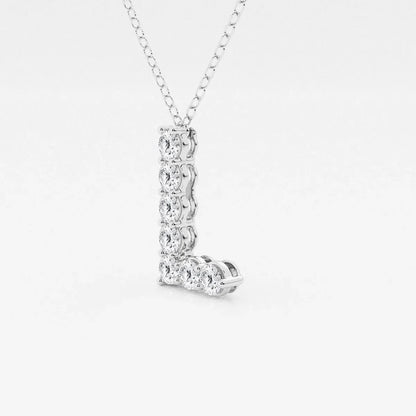 White gold L initial pendant necklace with lab grown diamonds from Delux Jewelry