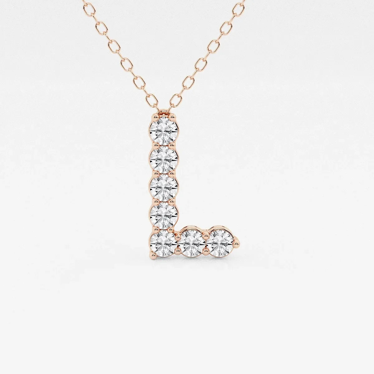 Rose gold letter L pendant necklace with lab grown diamonds, Delux Jewelry fine jewelry