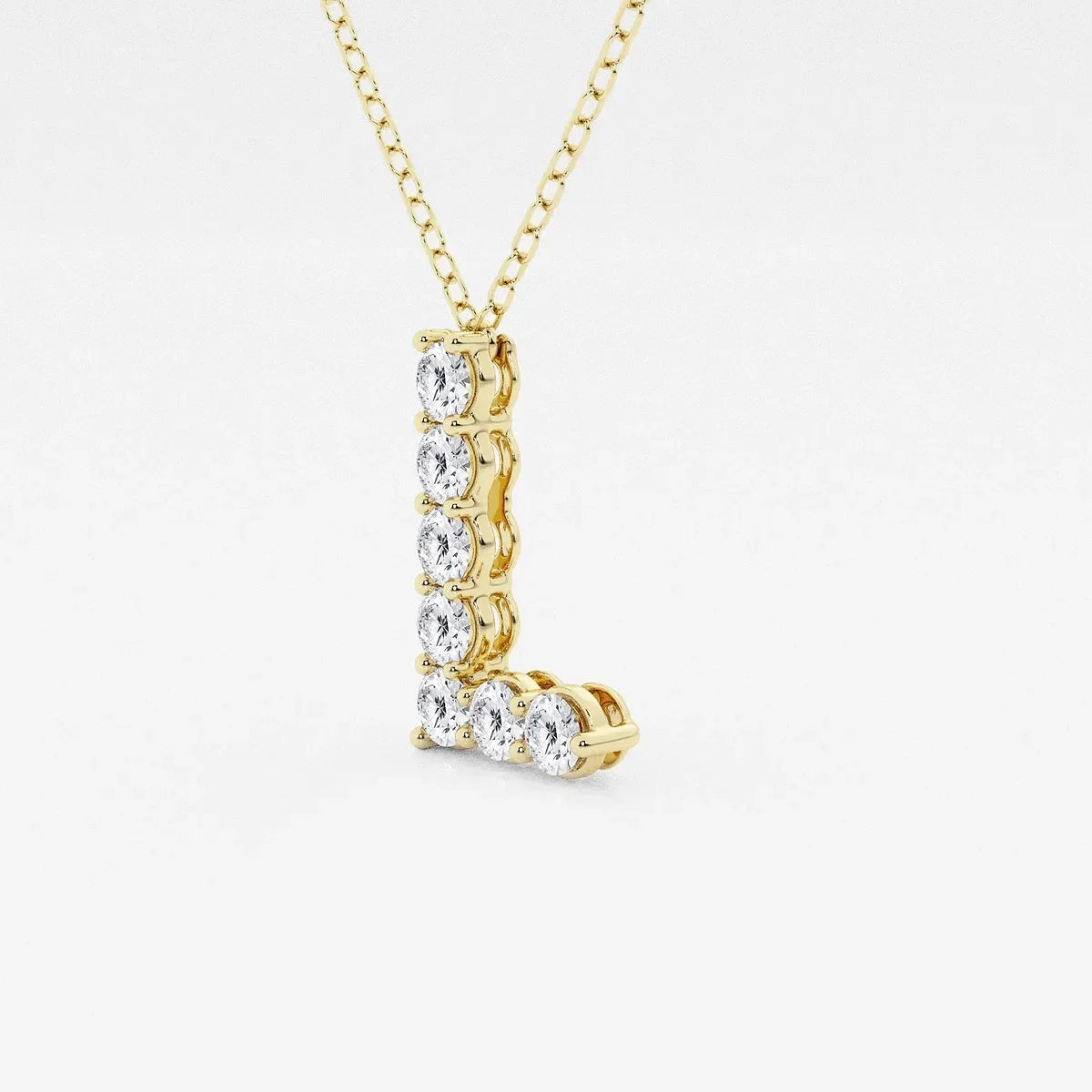 Yellow gold pendant necklace with diamond letter L, Delux Jewelry lab grown diamonds jewelry
