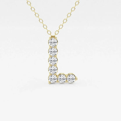 Gold necklace with letter L pendant set with lab grown diamonds, Delux Jewelry fine jewelry