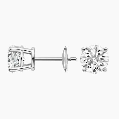 Lab grown diamond stud earrings in 14K white gold, fine jewelry by Delux Jewelry