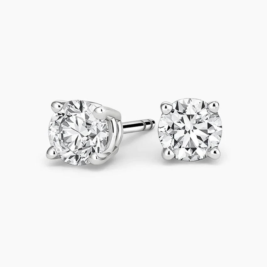 Lab grown diamond stud earrings in 14K white gold, Delux Jewelry, fine jewelry product photo
