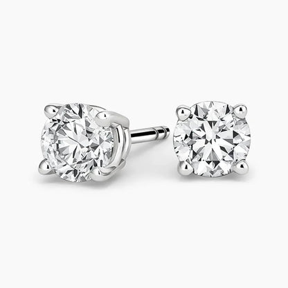 Lab grown diamond stud earrings in 14K white gold from Delux Jewelry on white background
