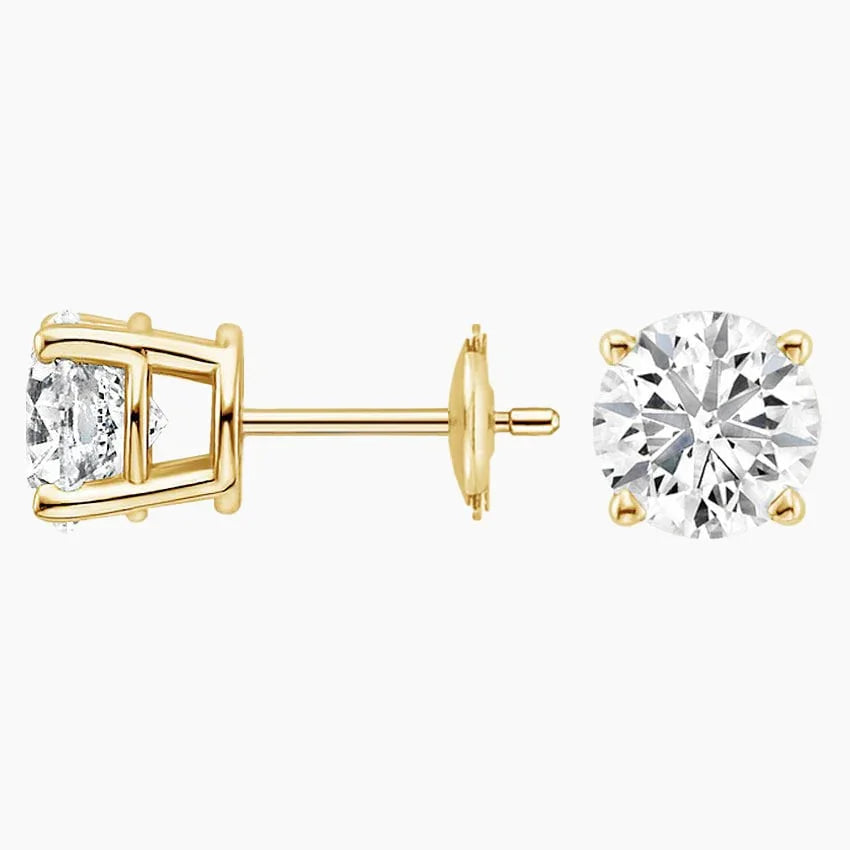 Lab diamond stud earrings set in 14K yellow gold, Delux Jewelry fine jewelry collection
