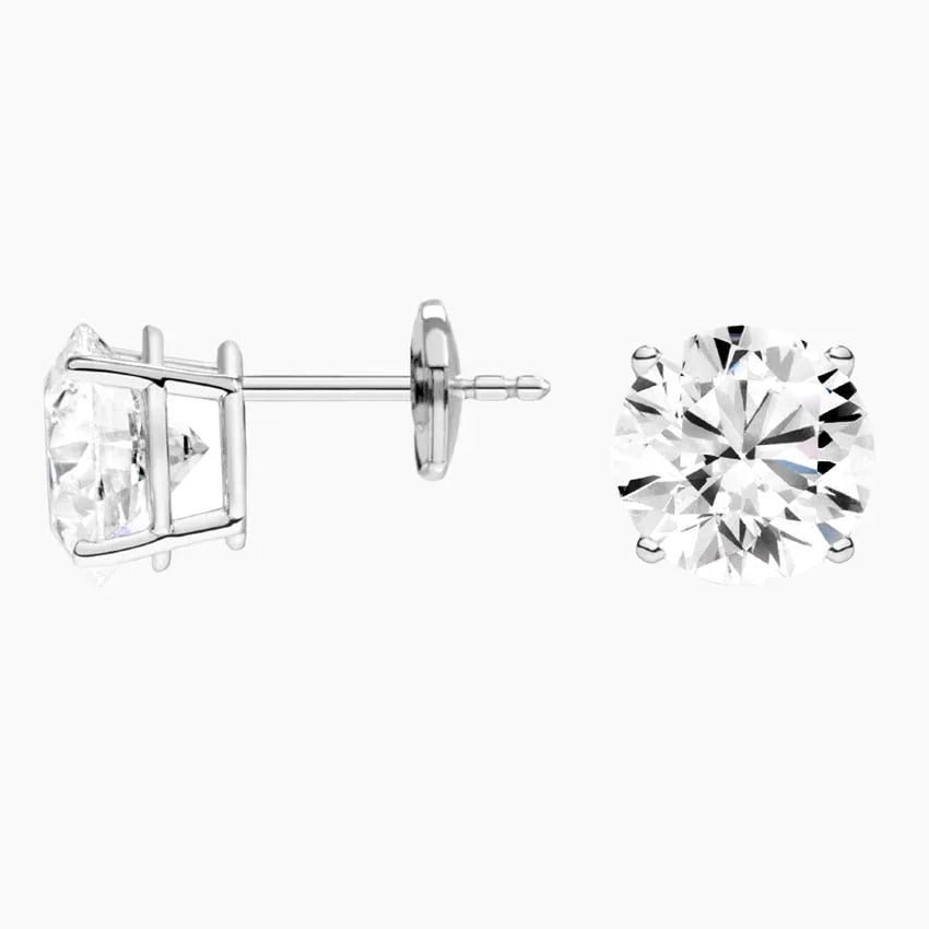 Lab grown diamond stud earrings in 14K white gold, Delux Jewelry, fine jewelry