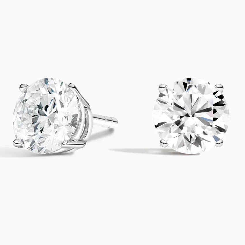 Lab diamond stud earrings in 14K white gold, round cut, Delux Jewelry fine jewelry