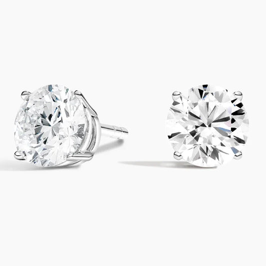 Lab diamond stud earrings in 14K white gold, round cut, Delux Jewelry fine jewelry