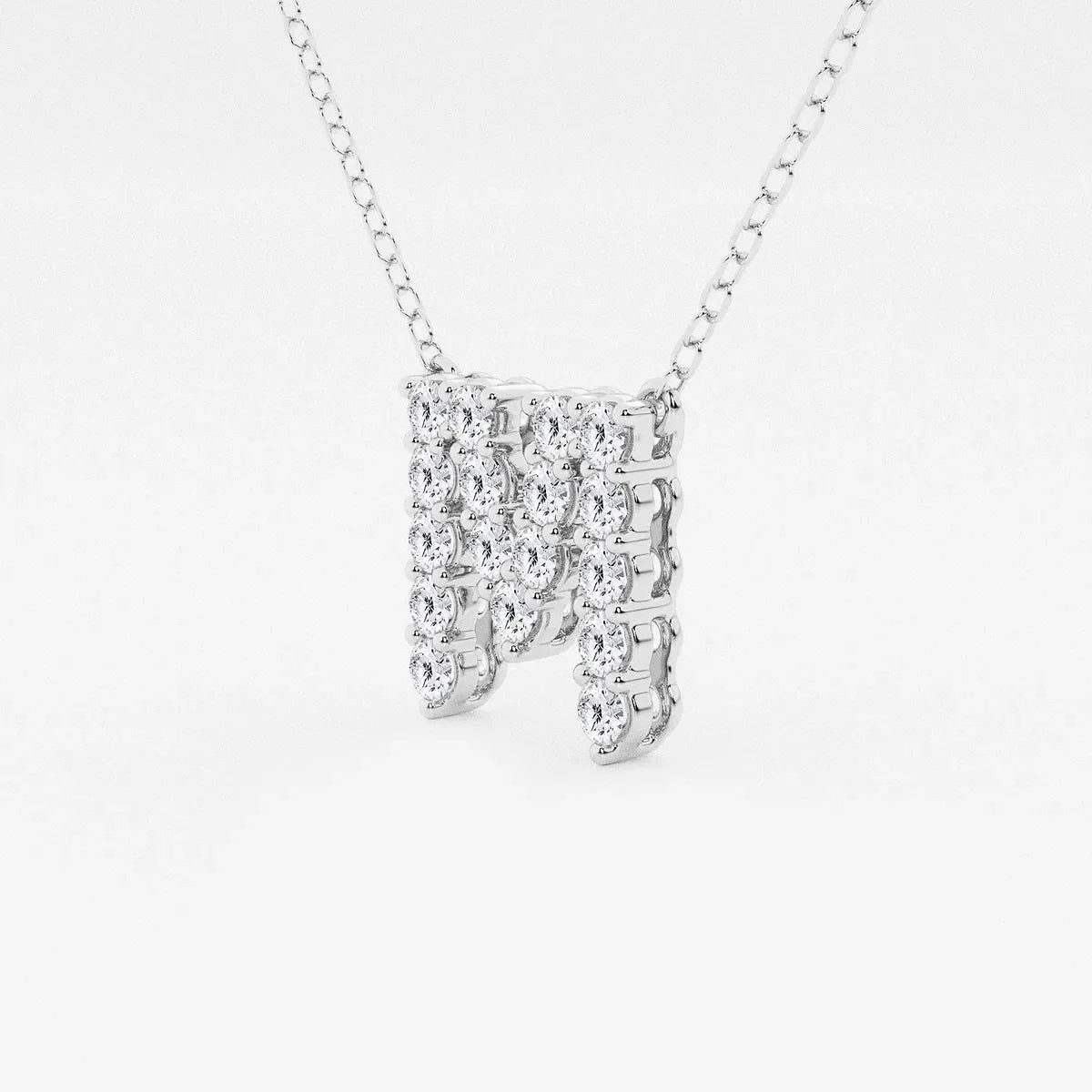 White gold necklace with diamond letter M pendant, lab grown diamonds, Delux Jewelry