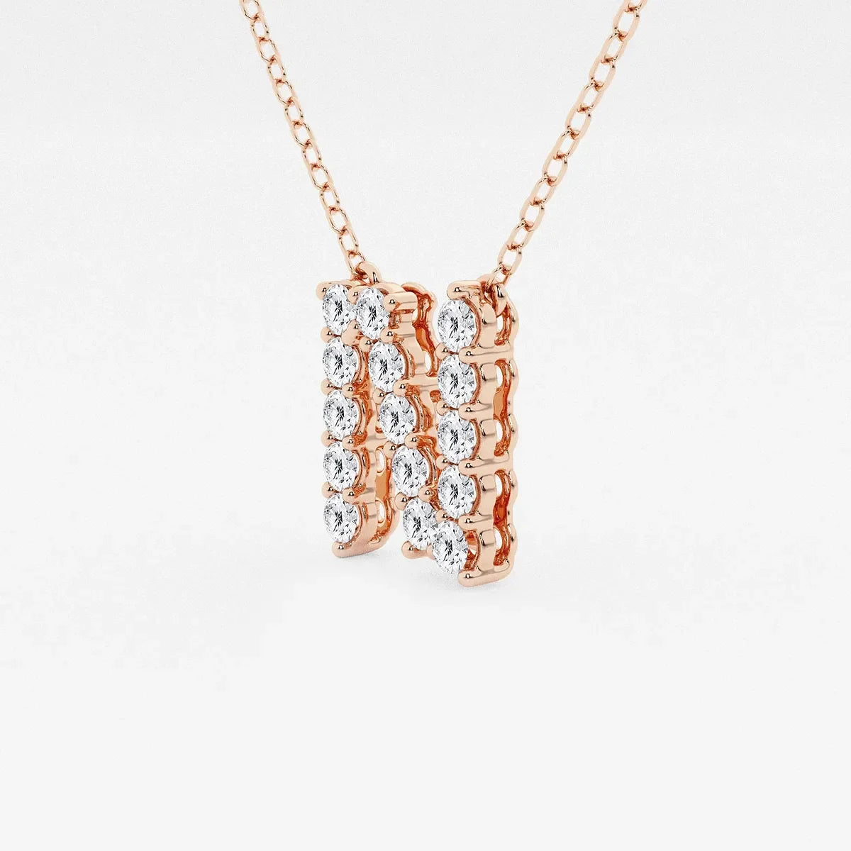 Rose gold N pendant necklace with lab grown diamonds from Delux Jewelry