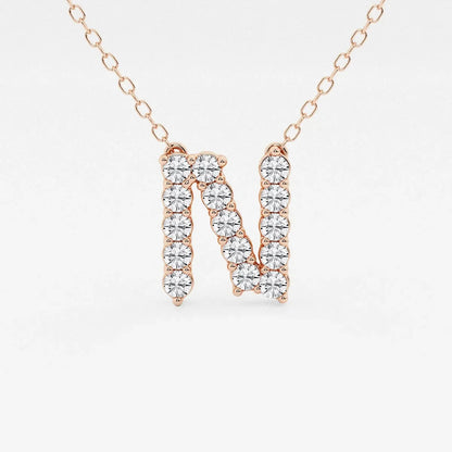 Rose gold necklace with lab grown diamond N initial pendant from Delux Jewelry