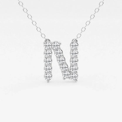 White gold necklace with lab grown diamond N initial pendant, Delux Jewelry