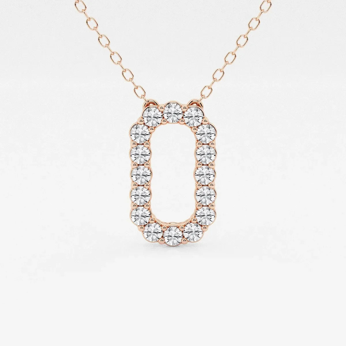 Rose gold pendant necklace with oval lab grown diamonds by Delux Jewelry