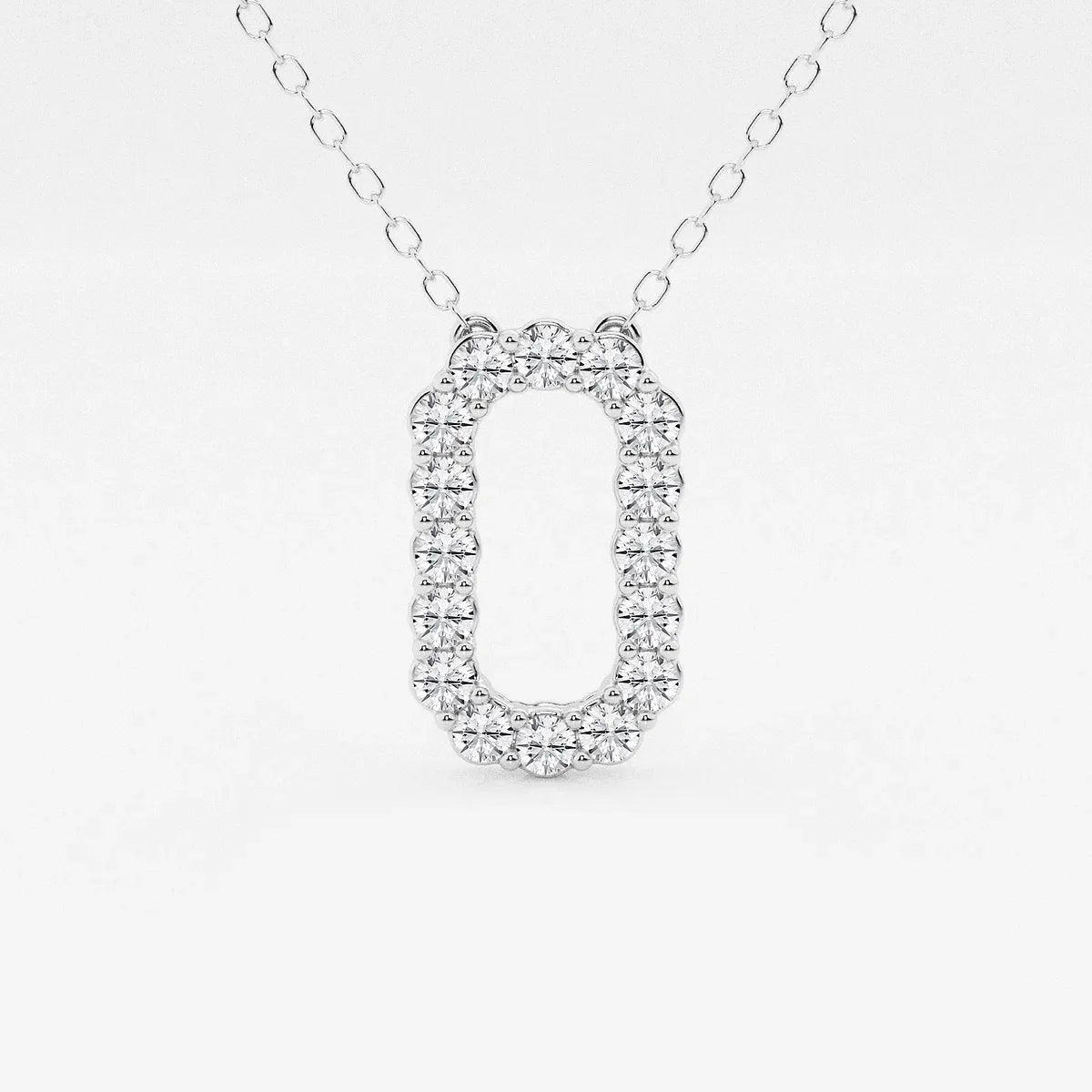 Lab grown diamond oval pendant necklace in white gold from Delux Jewelry