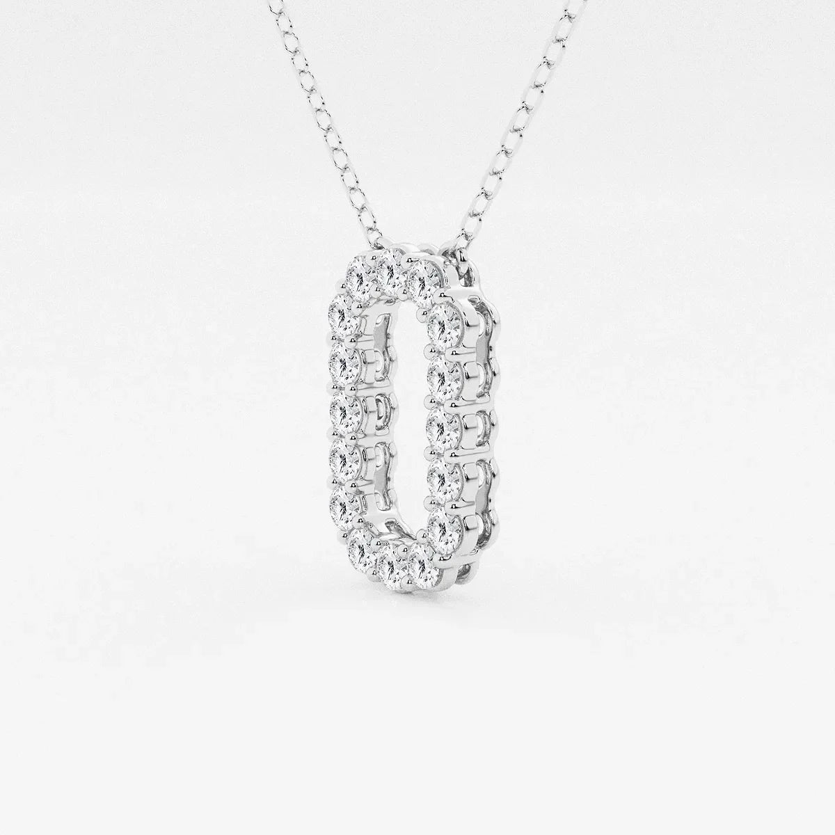 White gold lab grown diamond pendant necklace from Delux Jewelry on white background
