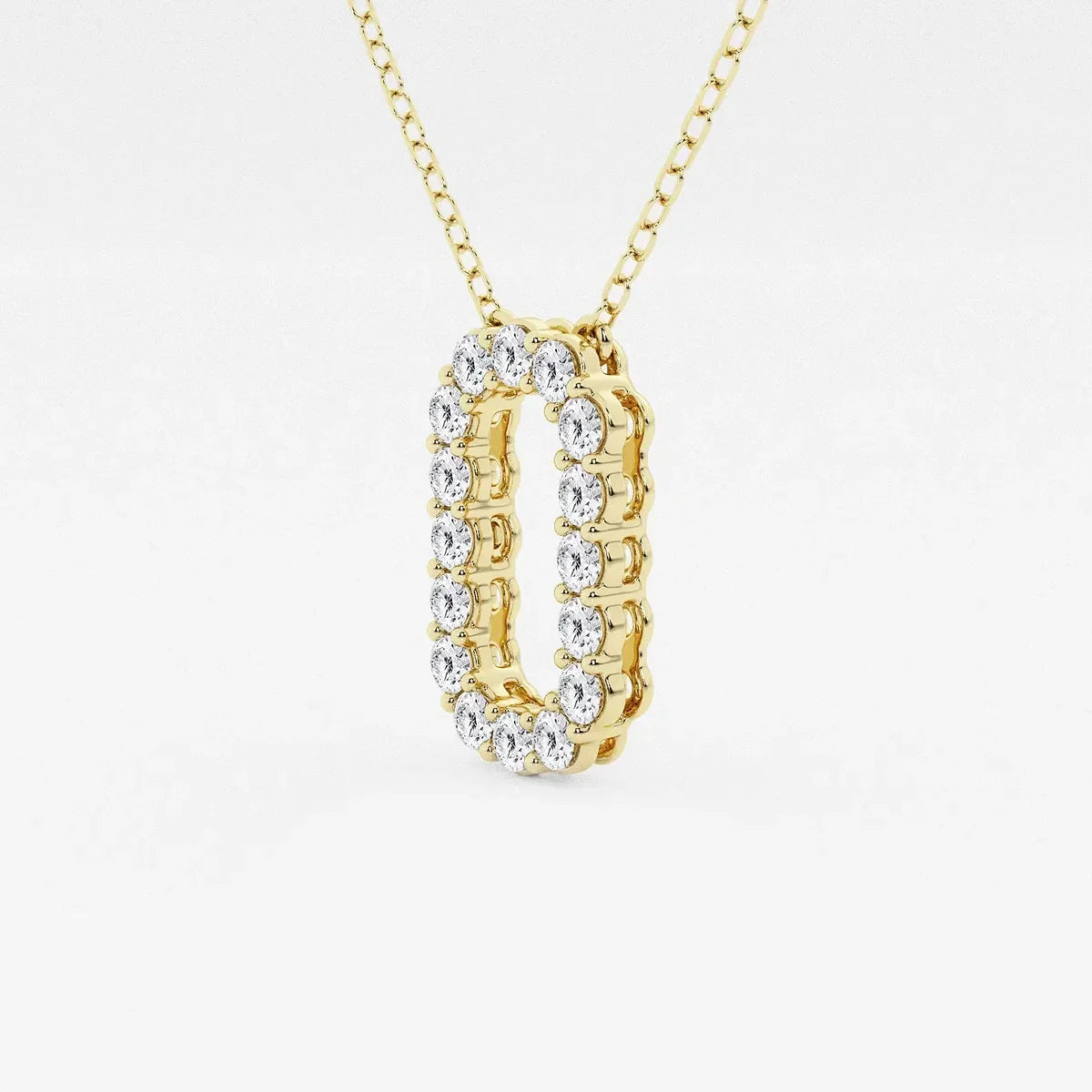 Gold pendant necklace with lab grown diamonds in oval shape, Delux Jewelry fine jewelry