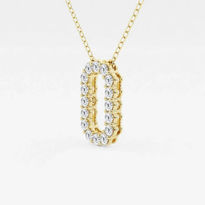 Gold pendant necklace with lab grown diamonds in oval shape, Delux Jewelry fine jewelry