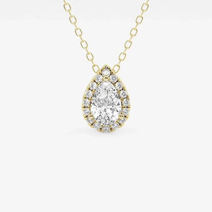 Pear-shaped lab grown diamond pendant in yellow gold by Delux Jewelry
