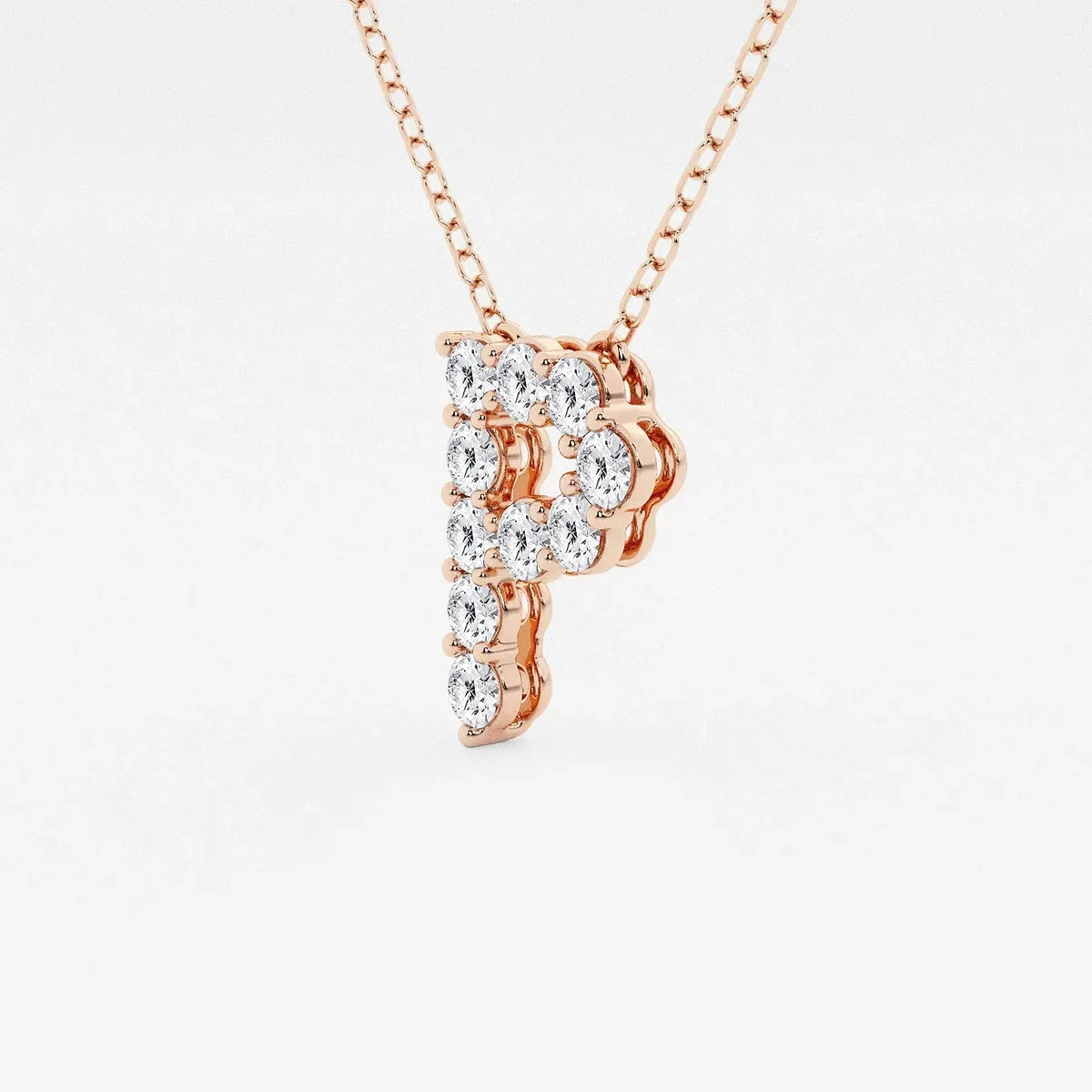 Rose gold necklace with lab grown diamond letter P pendant, Delux Jewelry
