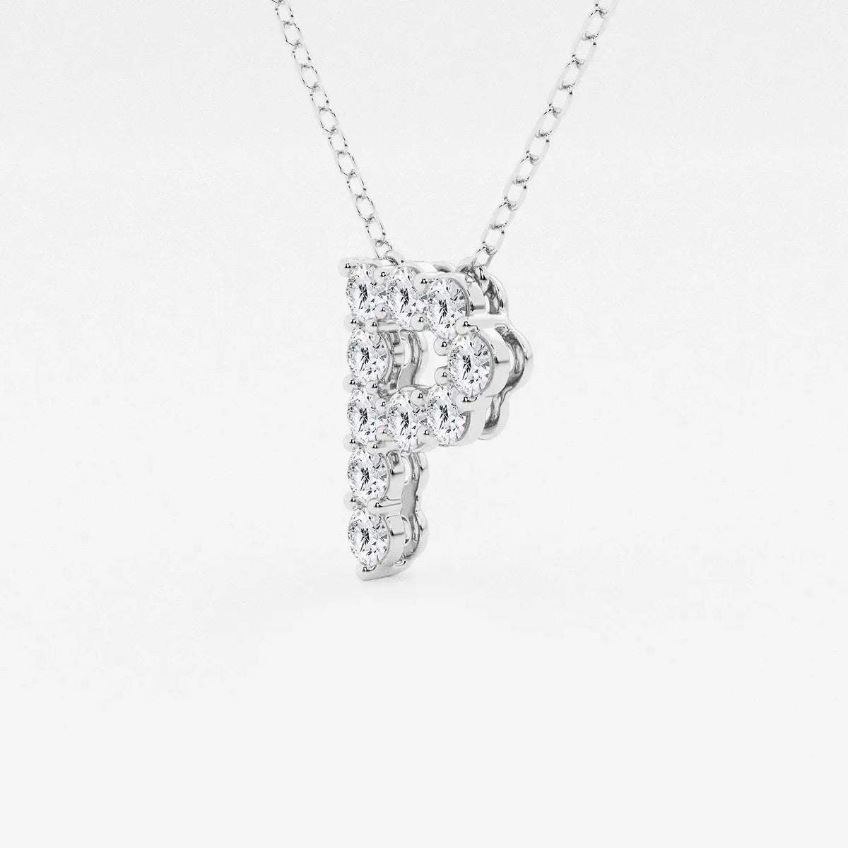 White gold P initial pendant necklace with lab grown diamonds by Delux Jewelry