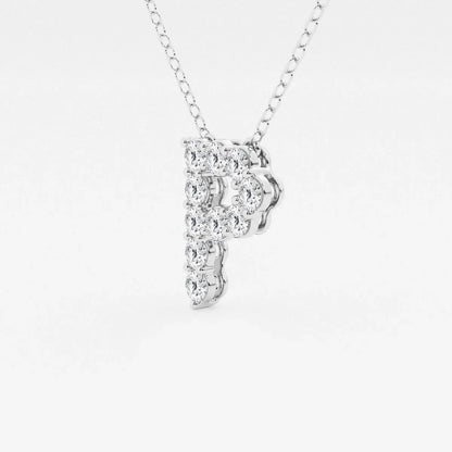 White gold P initial pendant necklace with lab grown diamonds by Delux Jewelry