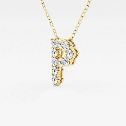 Gold necklace with letter P pendant featuring lab grown diamonds from Delux Jewelry