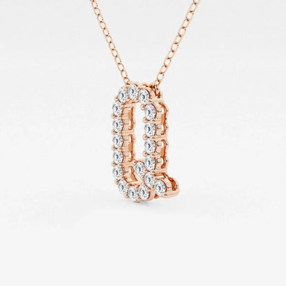 Rose gold pendant necklace with letter Q, lab grown diamonds, Delux Jewelry