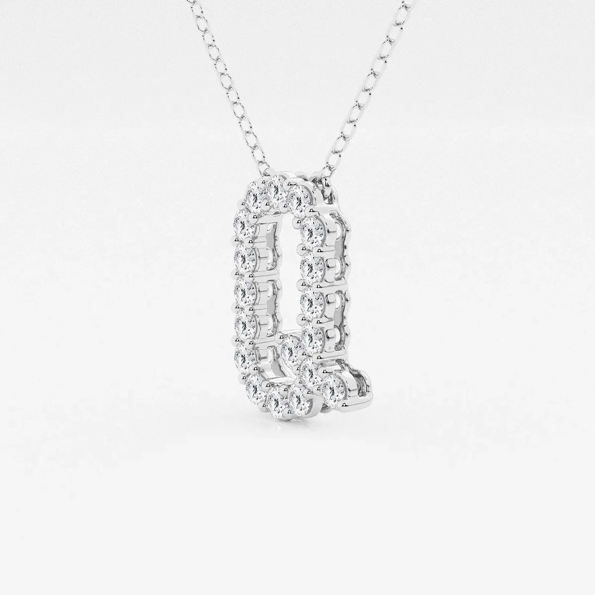 White gold lab grown diamond initial pendant necklace by Delux Jewelry