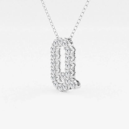 White gold lab grown diamond initial pendant necklace by Delux Jewelry