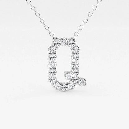 Lab grown diamond Q pendant necklace in white gold from Delux Jewelry