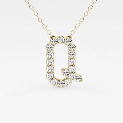 Yellow gold necklace with lab grown diamond Q initial pendant from Delux Jewelry