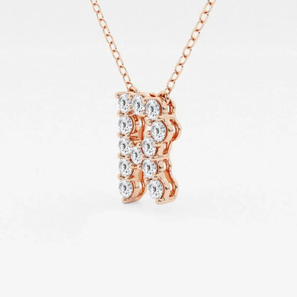 Rose gold pendant necklace with lab grown diamonds in the shape of letter R by Delux Jewelry